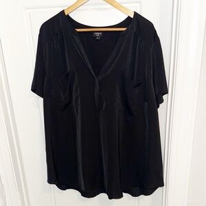 Torrid Black Relaxed Short Sleeve Flutter Blouse